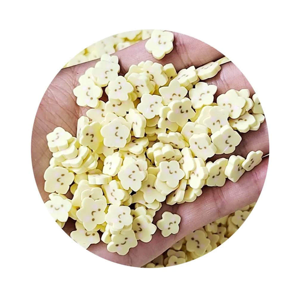 Smile Face Miniature 5mm  Yellow Polymer Clay Pieces for Nail Art Jewelry Crafting Home Event Holiday Decor