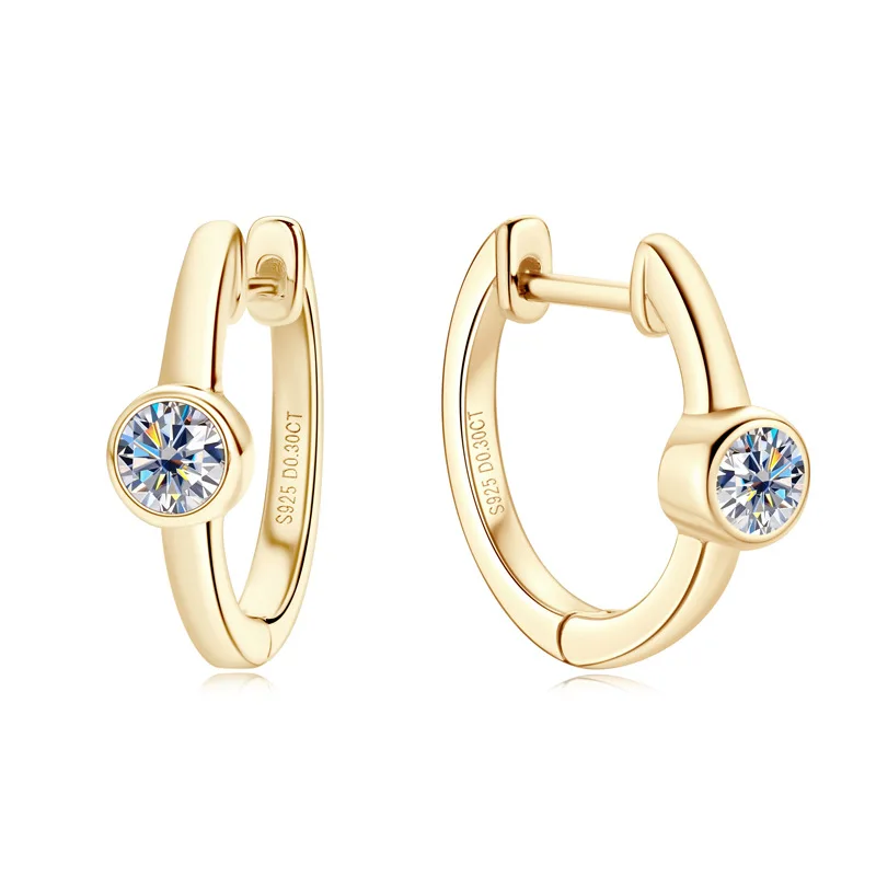 Wholesale  Iced Out Grade D Moissanite Earrings 925 Sterling Silver  0.3ct+0.3ct Moissanite GRA Certified Hoop Earrings Women