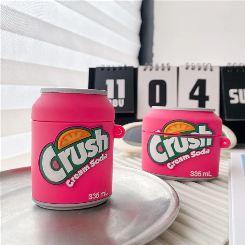 

2021 New Orange Drink Juice Bottle Customs Designer Silicone Earphone Case Charging Cover For Airpods 1 2 3 Pro