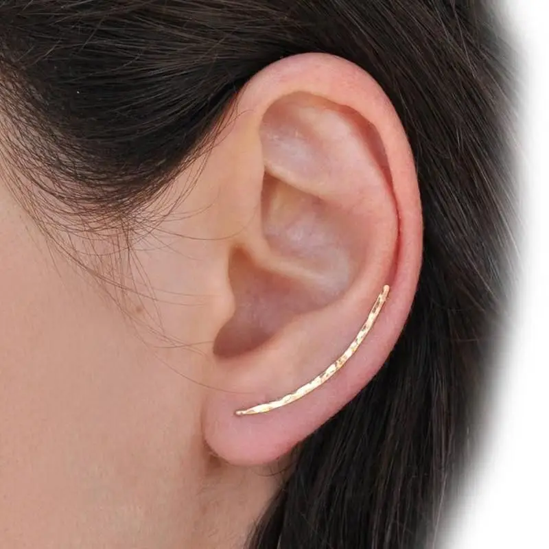 

Fashion S925 Sterling Silver U Shape Minimalist 14k Gold Filled Ear Crawler Earrings Climber