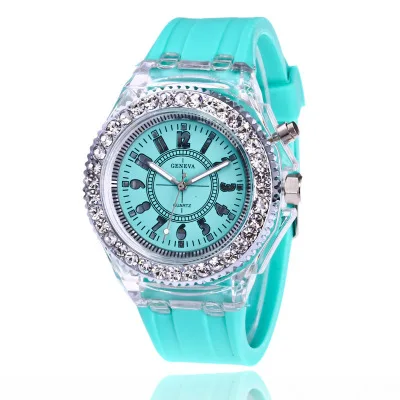 

China Factory Luminous Watch women LED digital watch Couple Colorful glow with silicone strap flashing watch, 7 colors