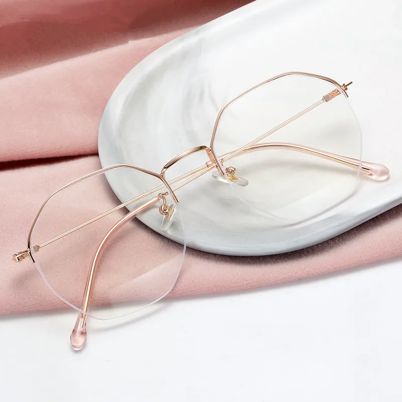 

Factory direct New Korean retro polygon half frame blue light blocking glasses