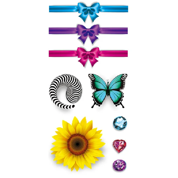 

2021 Hot Sale Customized High Quality Sunflower Diamond Butterfly Body Art Waterproof Disposable Tattoo Sticker, Cmyk