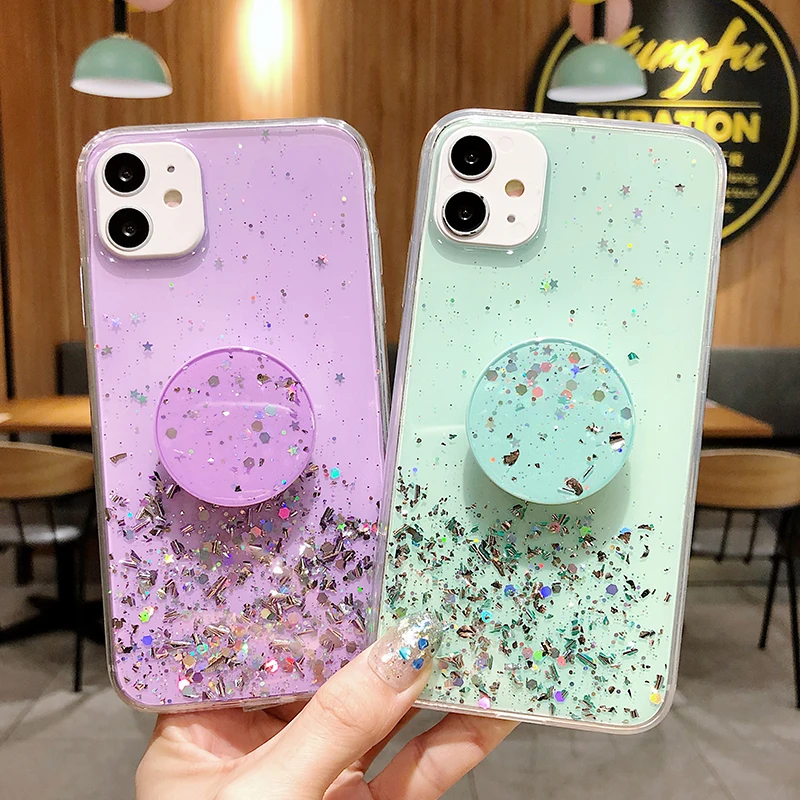

For Iphone 12 Pro Max Cover Luxury, HOCAYU For Iphone 11 pro max 7 8 plus x xs max xr 12 Back Cover Carcasa Holder Epoxy Capa