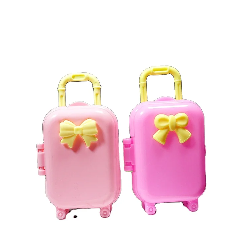 

Cute Mini Bow Suitcase Resin Crafts Kids Play Toys Miniature Dollhouse Accessories DIY Scrapbooking Phone Decor