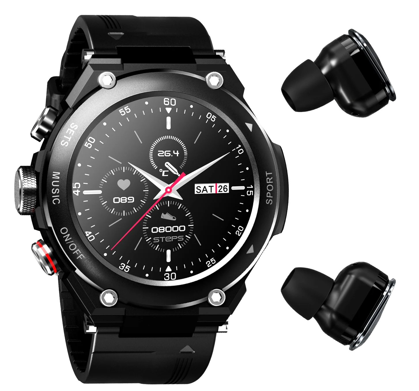 

2021 New 2 in 1 smart wearbuds watch with TWS earphone Wireless earbuds Fitness sport bracelet