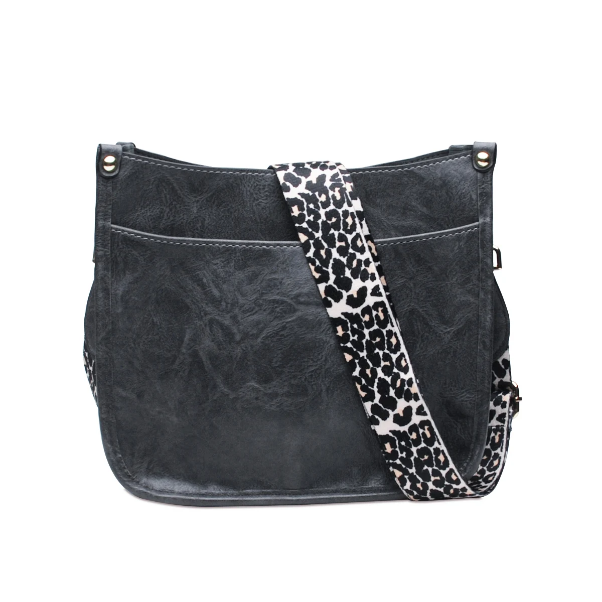 

US Warehouse PU Leopard Strap Crossbody DOM1071895, Gray