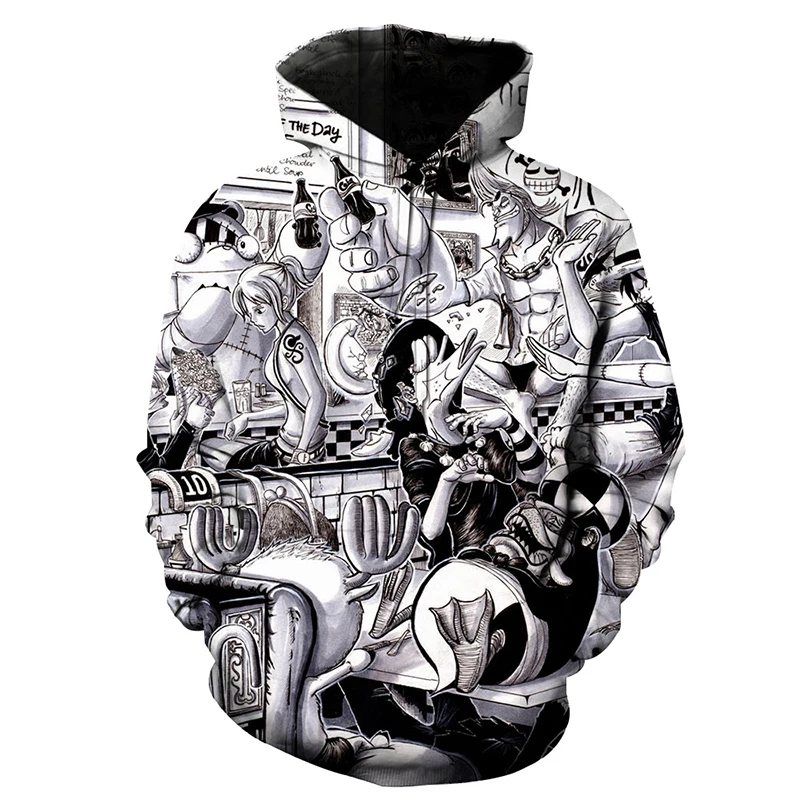 

Pullover Hoodie Without Pockets Nautical Luffy Hoodie 3D Digital Print Cool Animation Students' Youth Clothing Zip Up Hoodie, Customized color