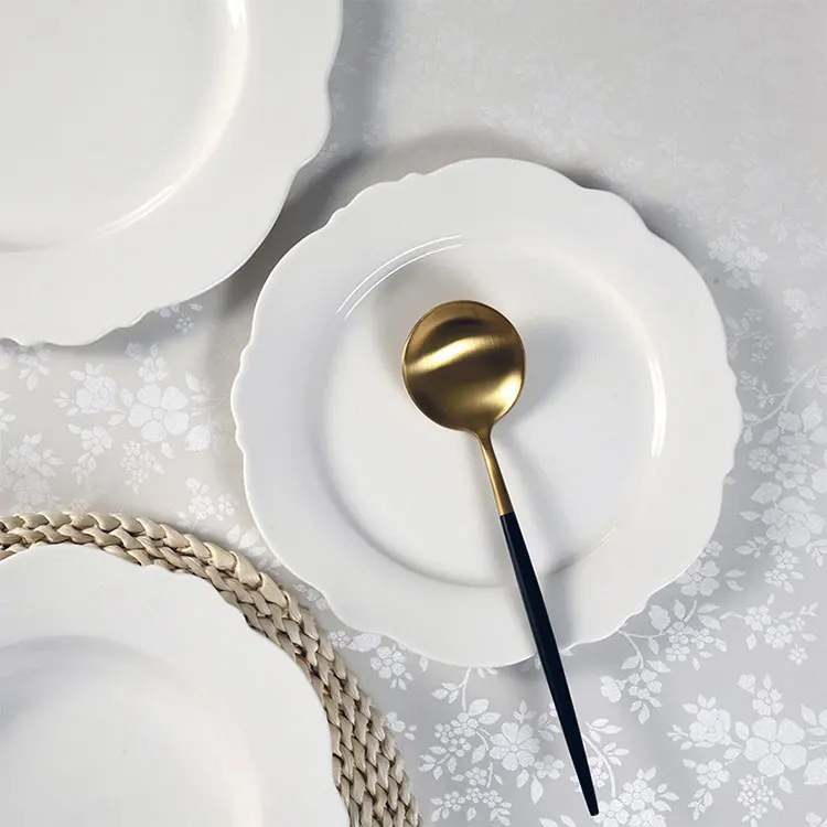 

Amazon hot sale nordic kitchenware ceramic dinner plates cheap bulk flat, white porcelain wedding Dishes & Plates