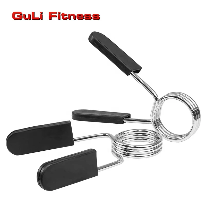 

1/2 Inch Spring Collars Clips With Plastic Rubber Handle 25/28/30/50mm Barbell Clamps Locks Collar For Weight Bar Plate Barbell, Silver & black