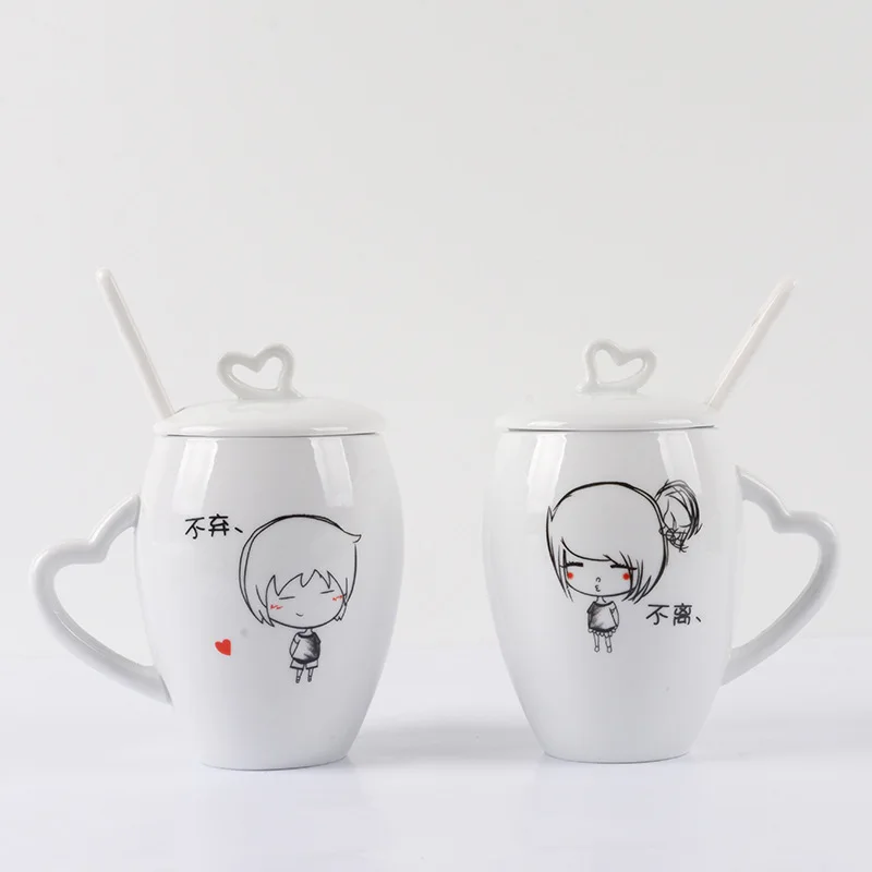 

LT126 Customized Ceramic Coffee Cup Valentine's Day Gift Creative Mug Office Cartoon Couple Cups Boy and Girl Mugs