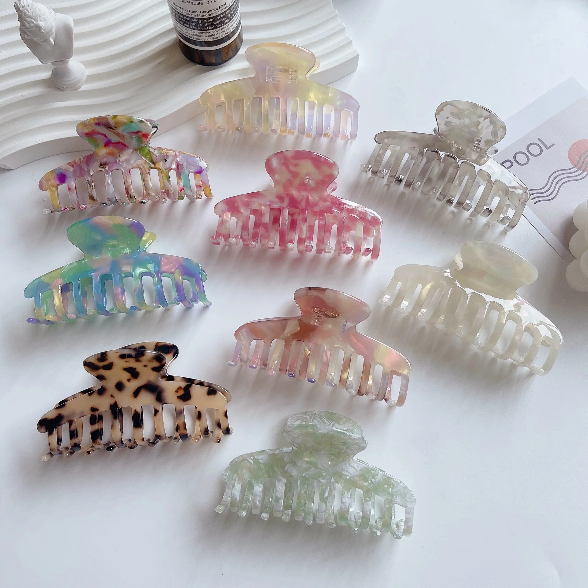 

Jumbo 10CM Claw Clamp New Arrival Wholesale Hair Accessories Korea Retro Bright Simple Color Acetate Hair Claws Clips