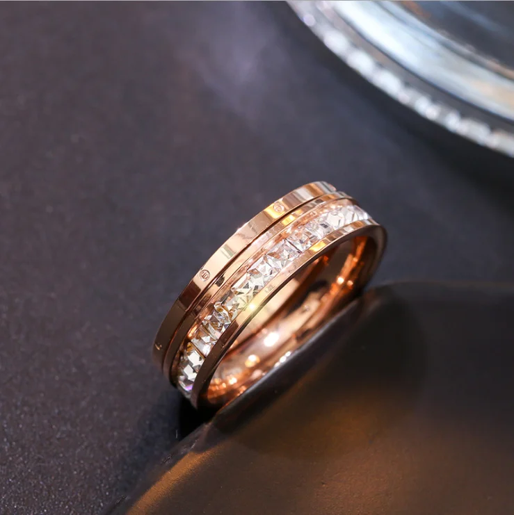 Stainless Steel Ring Titanium Steel mesh Pasta Index Finger Ring Female Niche Design Ring ins net red Ring 