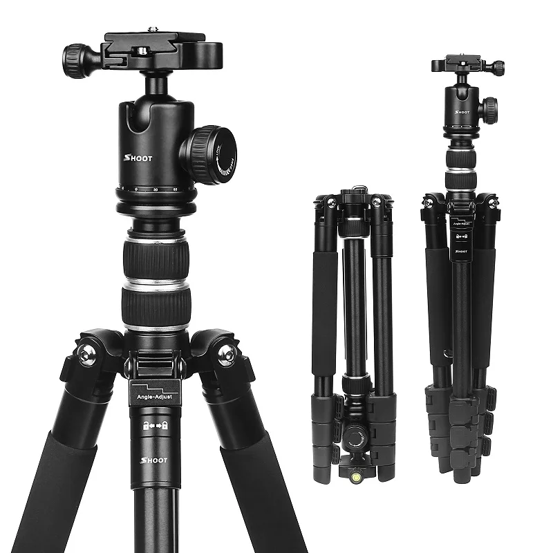 

SHOOT Small Size Lightweight Tripod With Monopod Ball head For camera video camcorder, Black