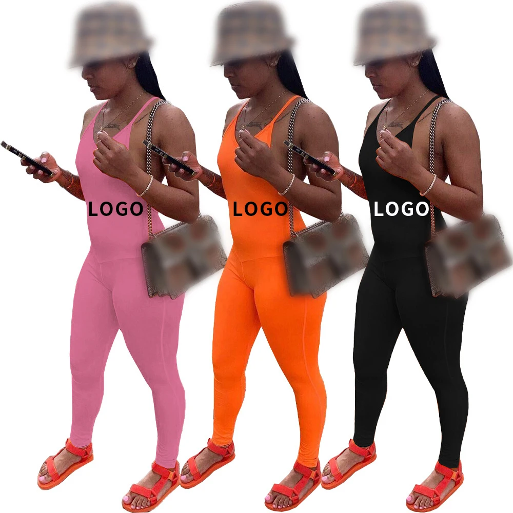 

v-neck vest asual Biker Shorts Rompers Women Workout Active Wear Skinny Playsuit Fashion Bodycon 2021