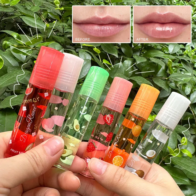 

Random 6 Color Roll-On Fruit Oil Moisturizing Mirror Transparent Lip Oil Long Lasting Hydrating Cosmetics Lip Balm Lip Gloss