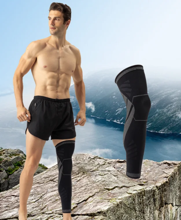 

Miket China Supplier Calf Leg Compression Protector Basketball Sleeve Wraps Antiskid Long Knee Support Patella, Black