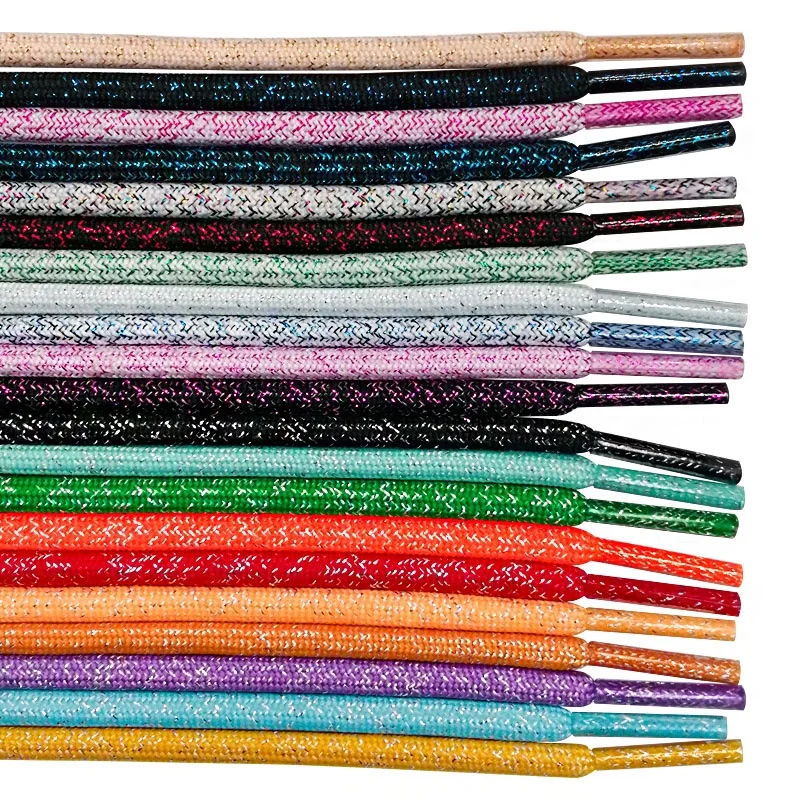 

Customized Fashionable and Beautiful Tedron Plus Gold round fabric Shoelaces, Picture color