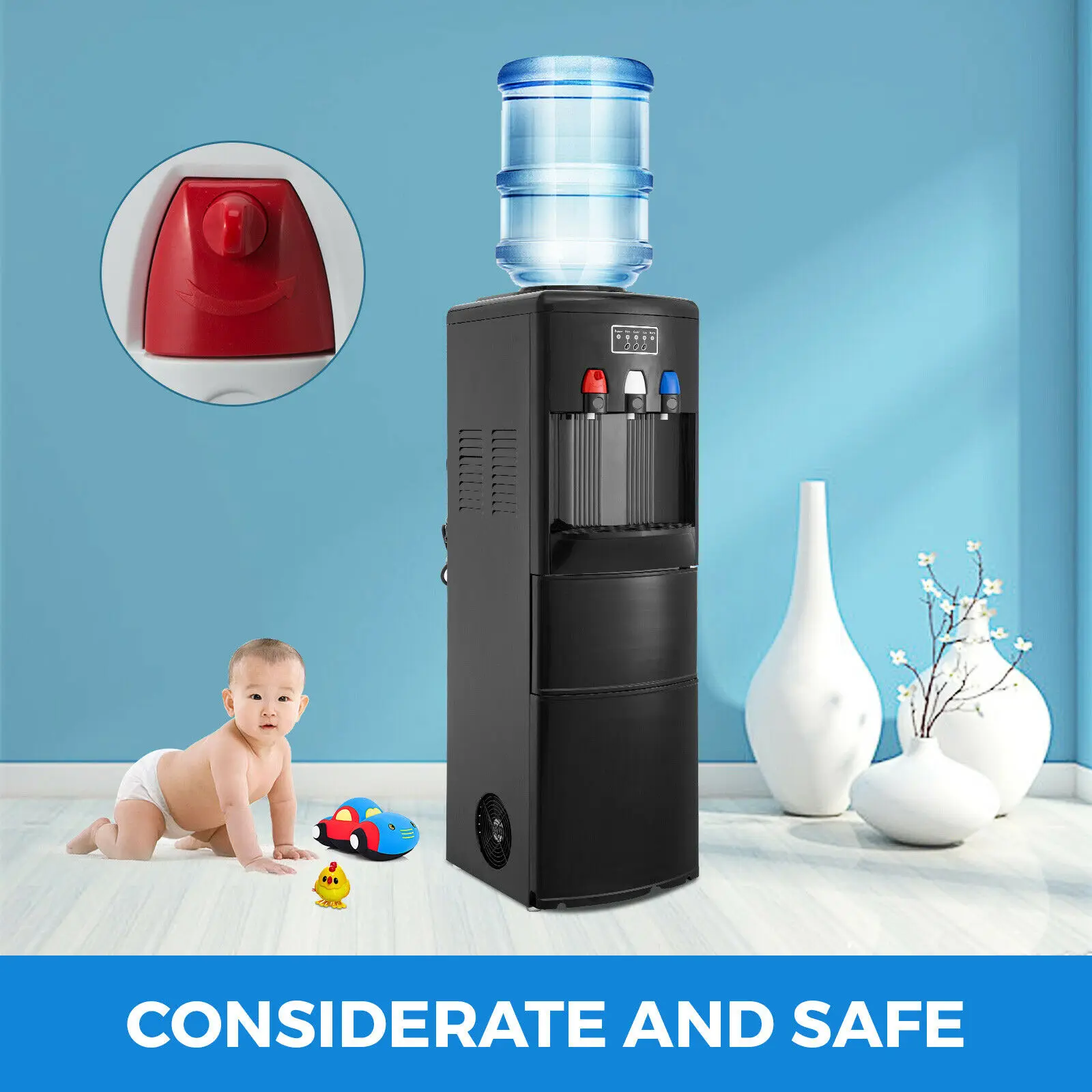 2 In 1 Water Dispenser With Builtin Ice Maker Machine Hot And Cold Top