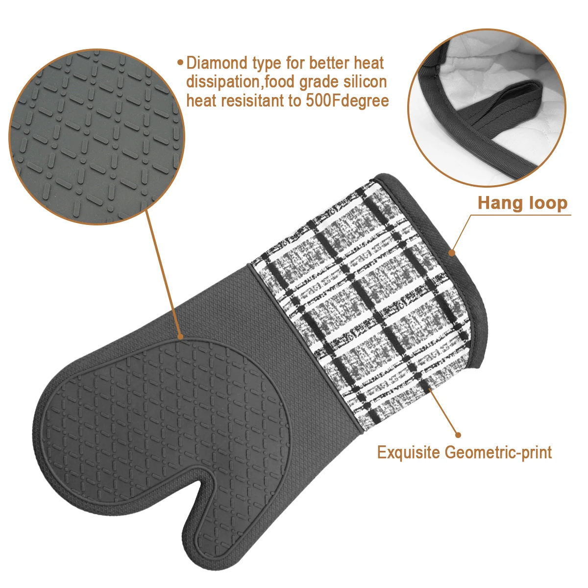 Meita Home Hot Grab Oven Mitt Manufacturer Plaid Printed 2pcs Non Slip