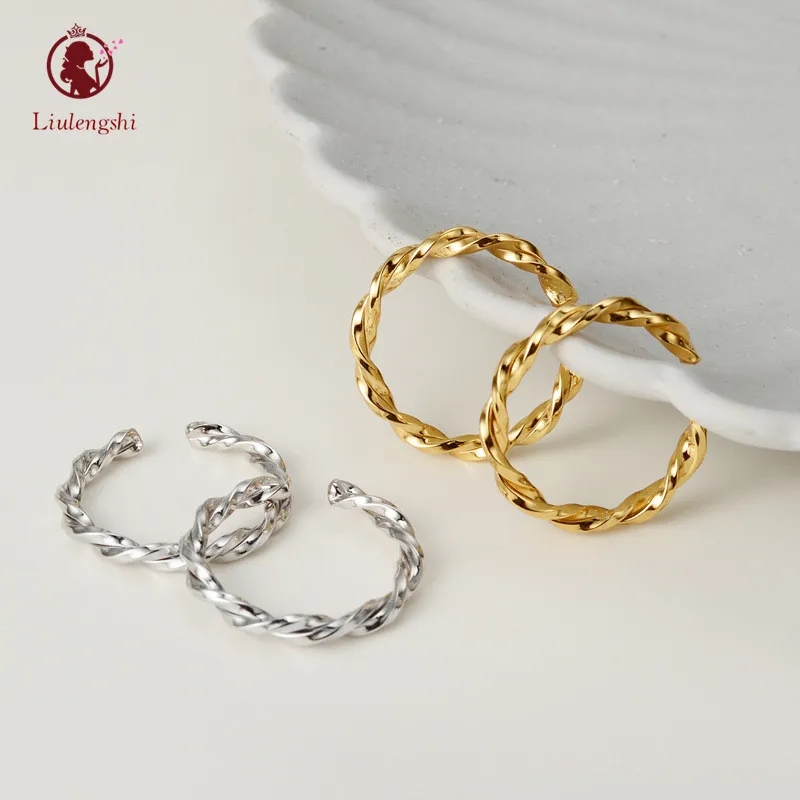 

2021 Hot Selling Style 925 Sterling Silver Gold Plated Geometric Twist Ring Stackable 925 Silver Infinity Twist Finger Ring