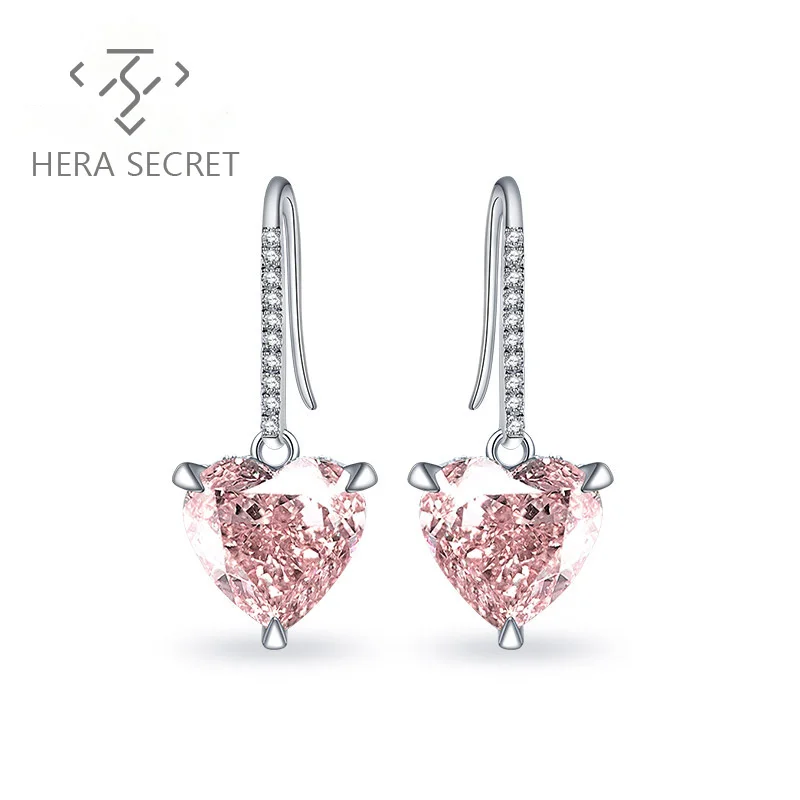 

Wholesale heart shape diamond earring eardrop fashion jewelry for women, Pink,white, yellow