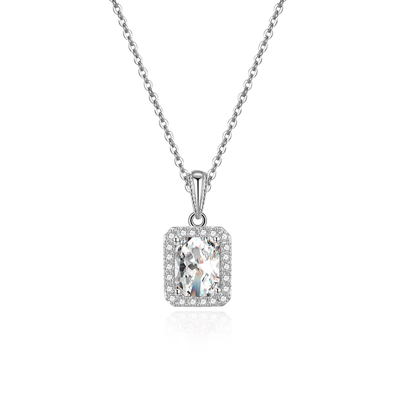 

RINNTIN SN277 Fashion women jewelry 925 sterling silver pave diamond square necklace