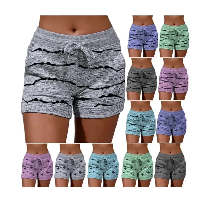 

Sweatpants Women 2022 Casual Elastic Waist Shorts Plus Size S-5XL Ladies Print Sports Jogger Soft Slim Female Yoga Shorts