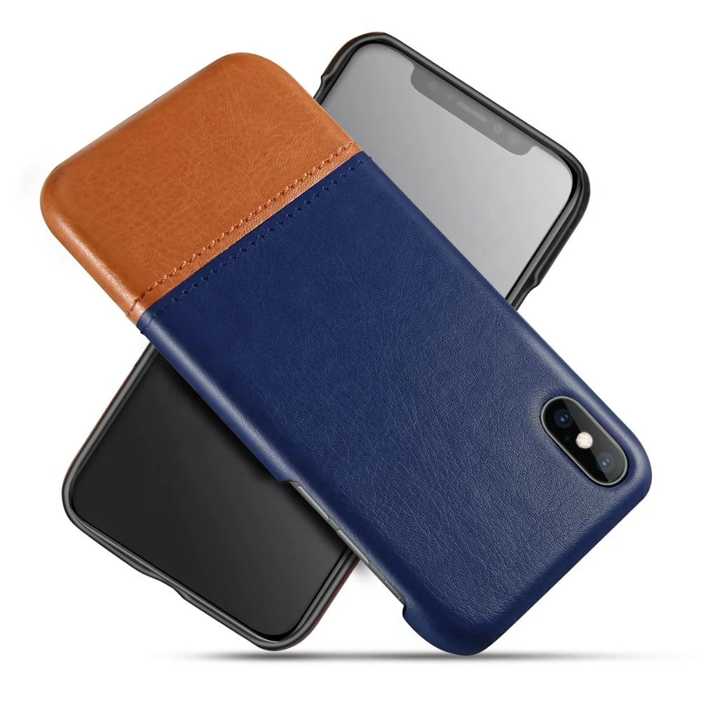 

2020 Double Color Crazy Horse Pattern PC Back Case PU Leather Phone Case For Iphone xs max, Multi-color, can be customized