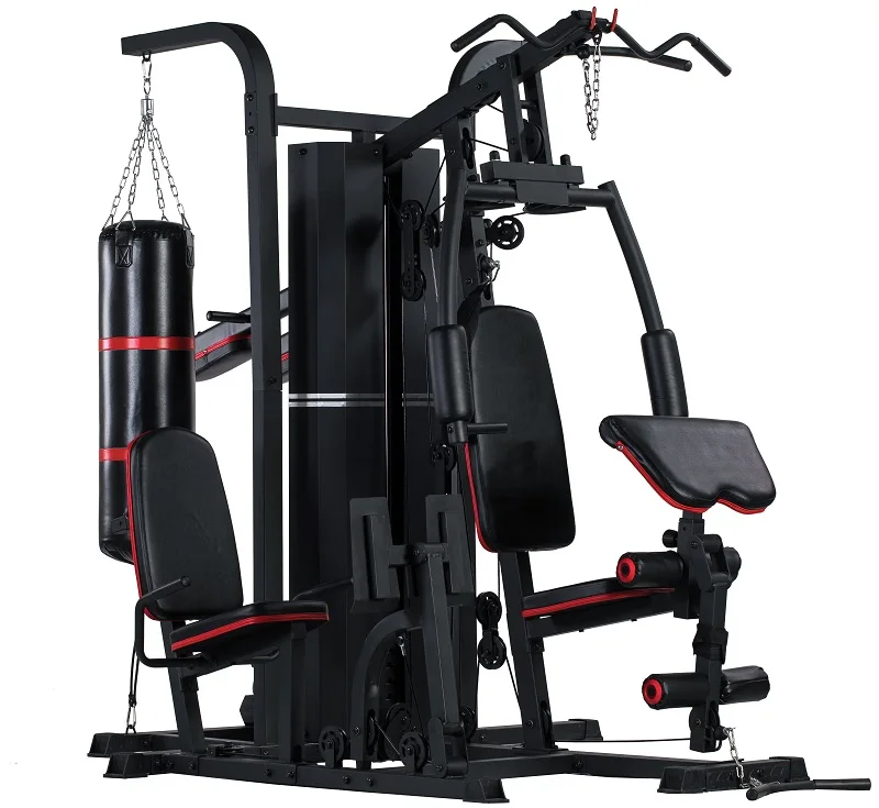 

Multifunction home gym fitness equipment multi training exercise machine, Black