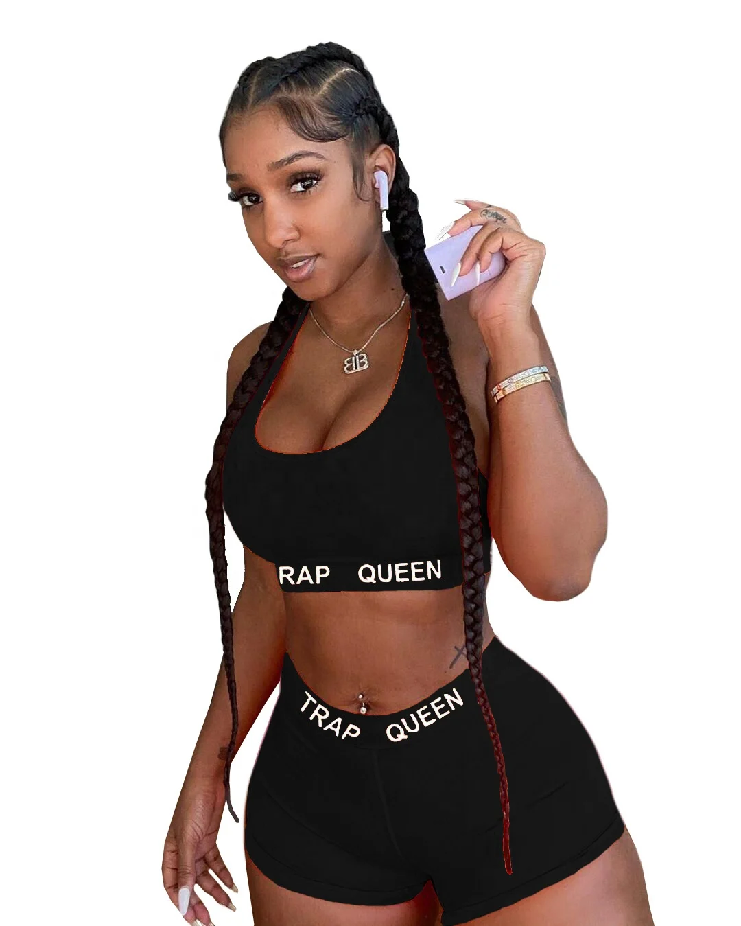 

ASSUN 2021Women Solid Color Plus Size Tank Top Skinny Letter Print Camisole Mini Shorts Set Girls Casual Summer Crop Top Outfit, Customized color