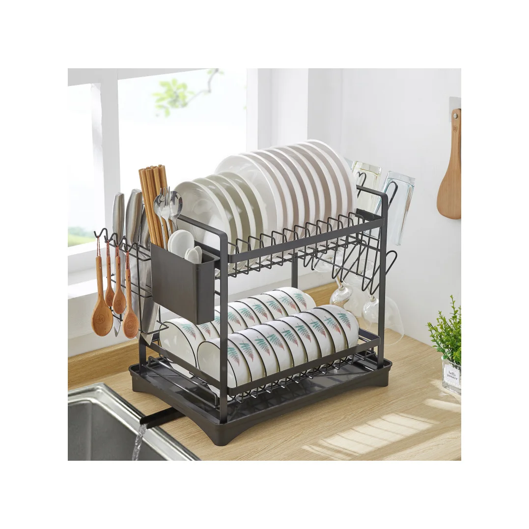 

stainless steel dish drainer rack rust-proof large capacity dish drying rack & plate rack for kitchen cabinet