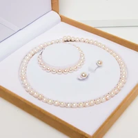 

2019 Wholesale Classic Real Freshwater Pearl Costume Bracelet Necklace Jewelry Set