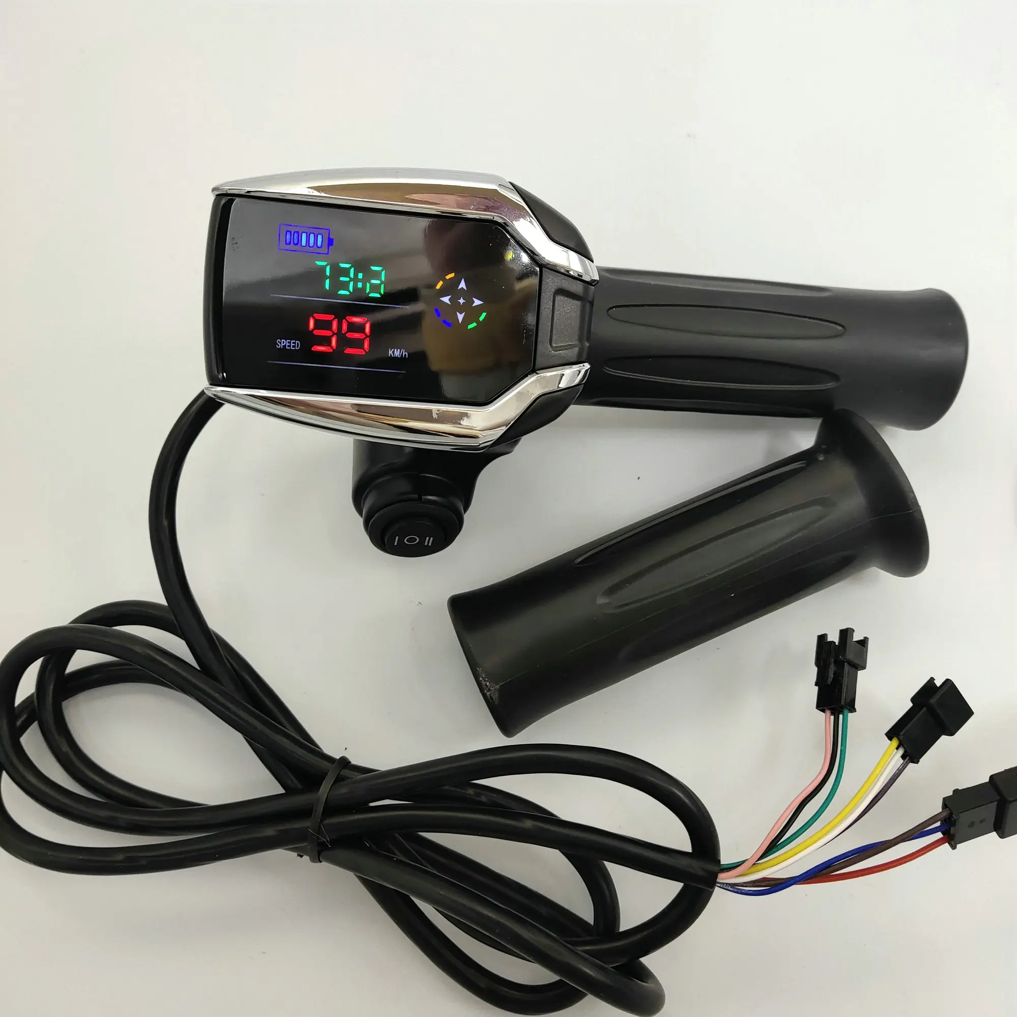 

Twist Throttle+CRUISE/ON-OFF/3SPEED SWITCH+Led Display VOLTAGE INDICATOR Electric Bike Scooter Parts MTB Tricycle Gas Handle
