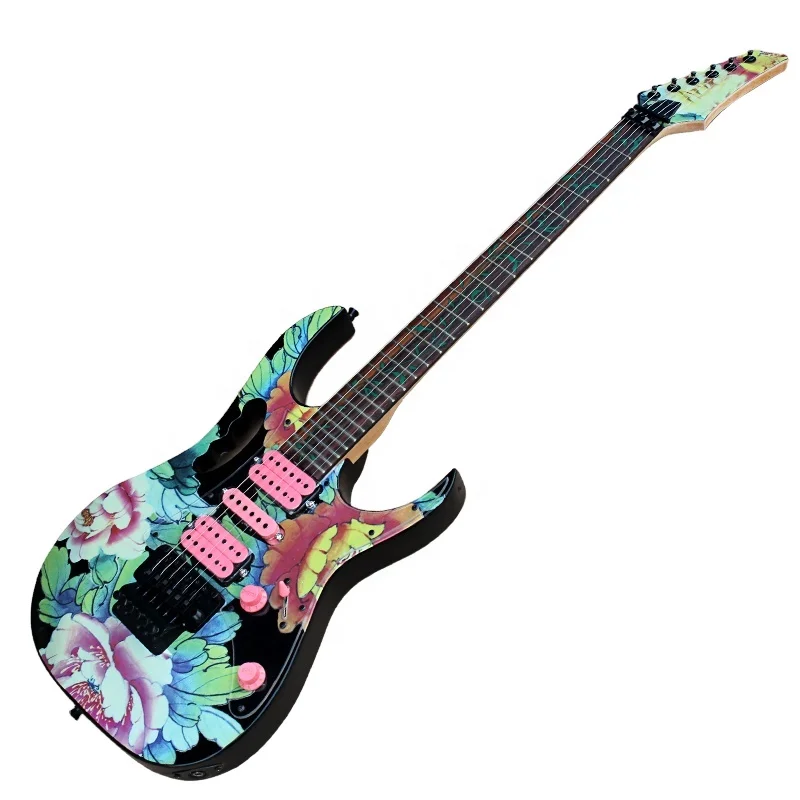 

Flyoung Factory Electric Guitar Floyd Rose Bridge peony flower Pattern