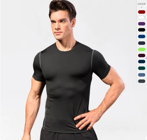 

Wholesale Custom 2022 New Solid Stretch Training Wear Men's T-shirt Breathable Quick Dry Sport Gym T Shirt