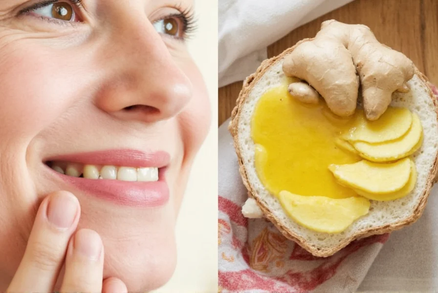 Fresh ginger root sliced with lemon and honey for natural reflux remedy preparation