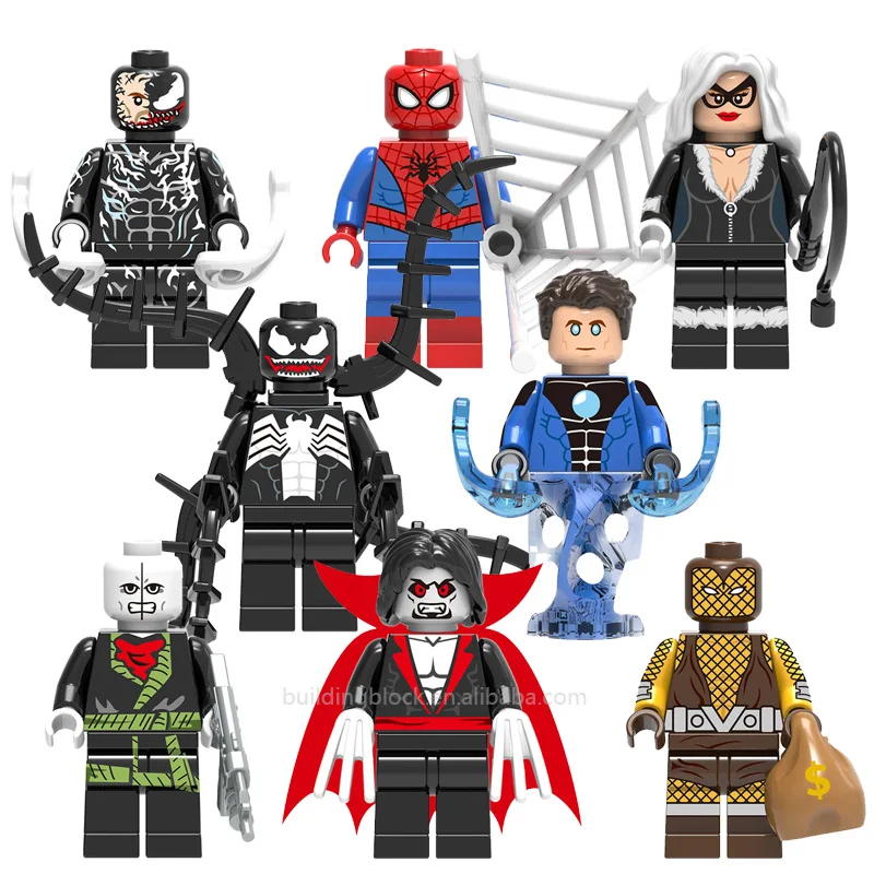 

X0220 Super Heroes Spider Venom Hydro-man Black Cat Vampire Man Mini Assemble Building Block Figure Bricks Kid Educational Toy