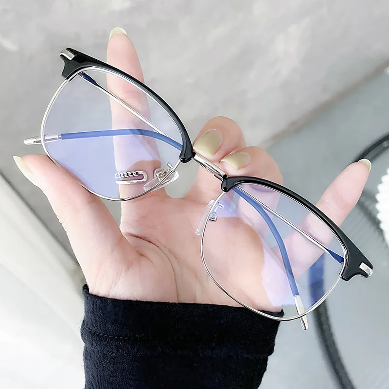 

8327 Super Light Vintage Blue Light Blocking Glasses Eyewear Men Eyeglasses Frames Half Rim Eye Frame Optical Glasses For Men