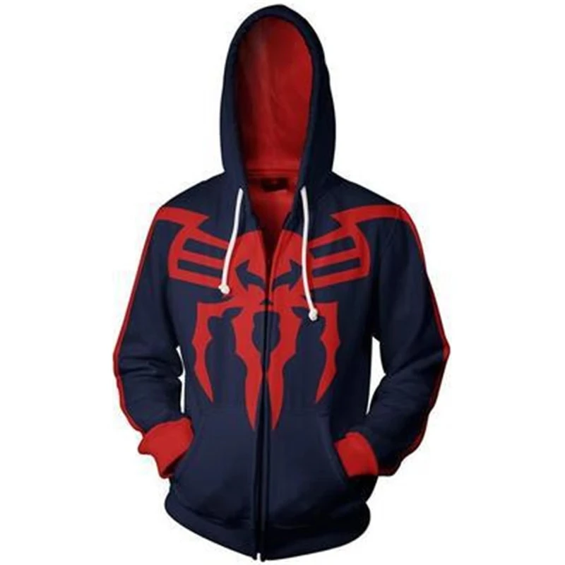 

Popular sublimation 3D cartoon spiderman fleece OEM breathable unisex over size jacket with hood, Customized color