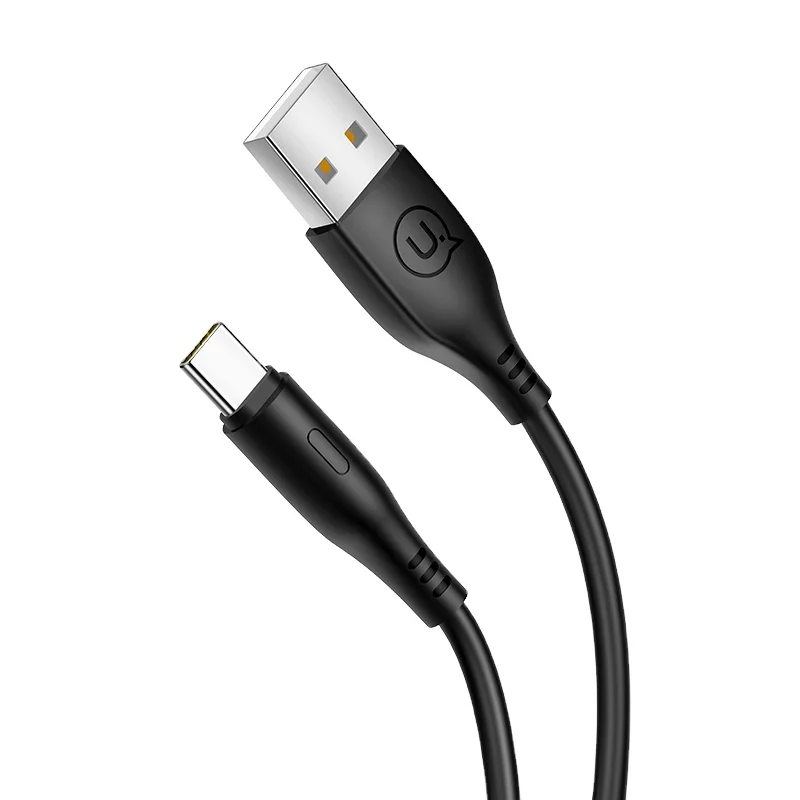 

USAMS U18 In Stock Cheap Price fast charge USB Type-C 2A Data Round Cable 1M USB Mobile Cable, Black/white