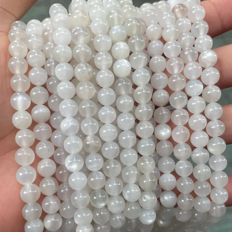 

High Quality 5A Grade Natural White Moonstone Beads Round Loose Gemstone Beads For Jewelry Making DIY Moonstone Ring Bracelet