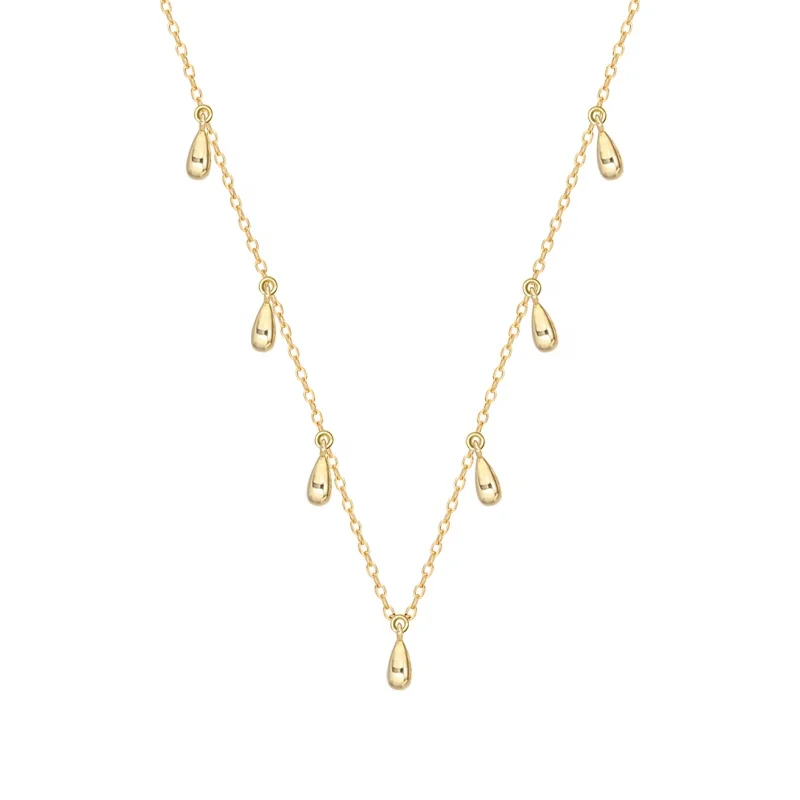 

Moyu Design Fashion Sterling Silver Choker 18K Gold Plated Tiny Droplets Pendant Necklace Jewelry