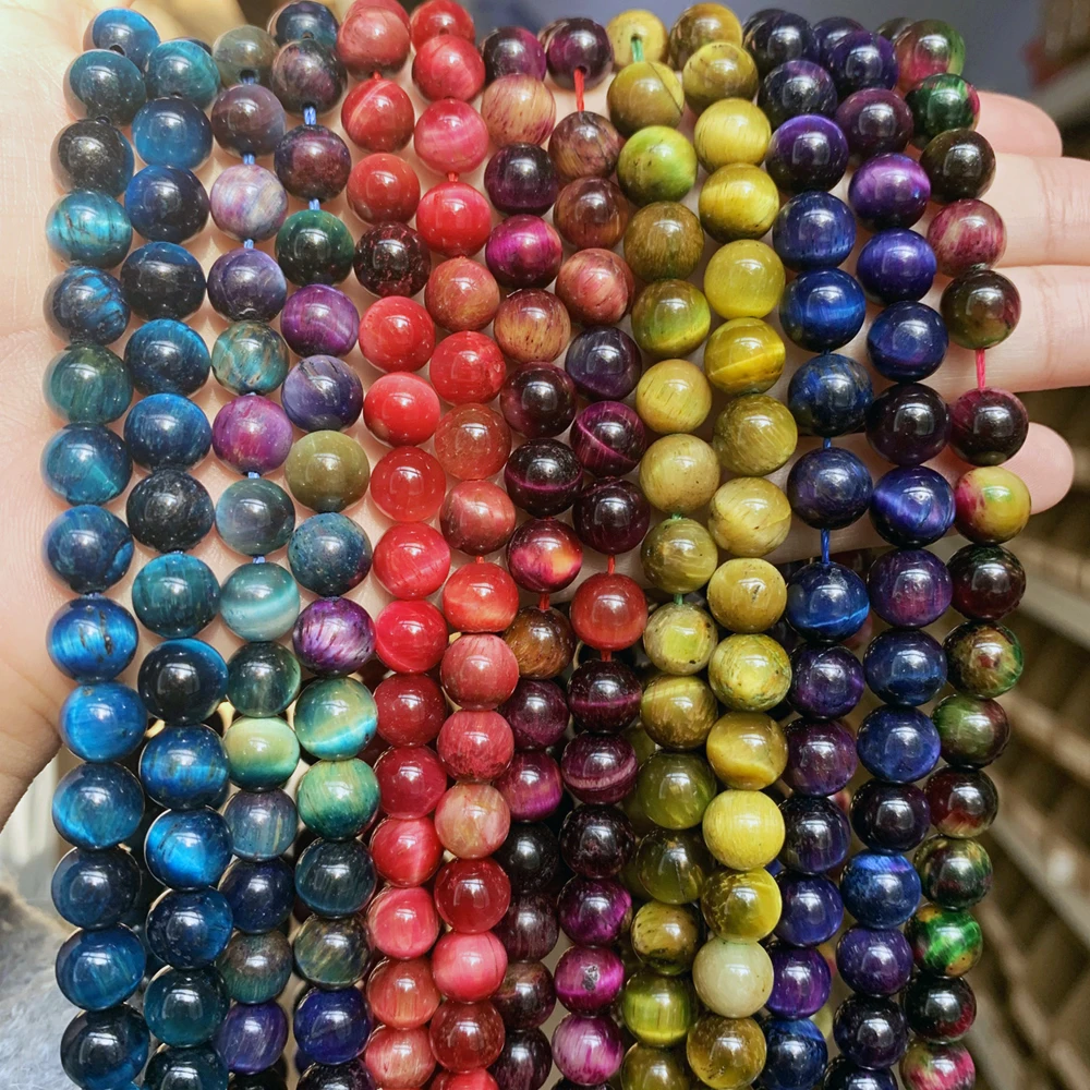 

Wholesale 6/8/10mm Round Multi-color Natural Tiger Eye Stone Beads for DIY Bracelet Jewelry