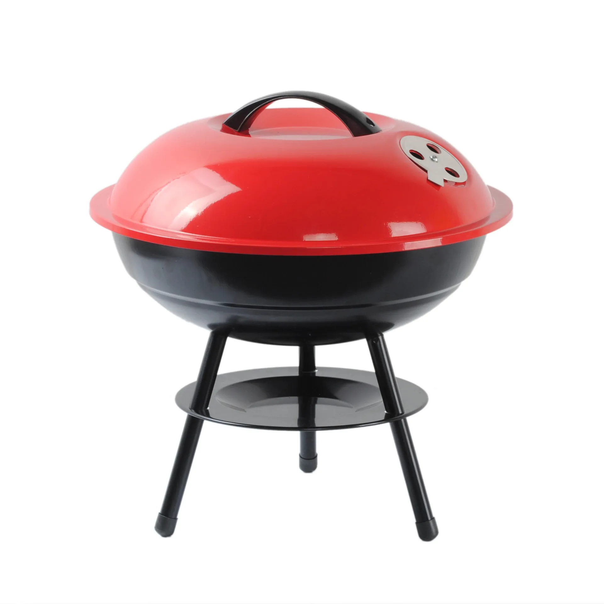 

High Quality 14 Inch Portable Mini Barbecue Grill Outdoor Camping Table Top Charcoal BBQ Grill For Picnic, Red