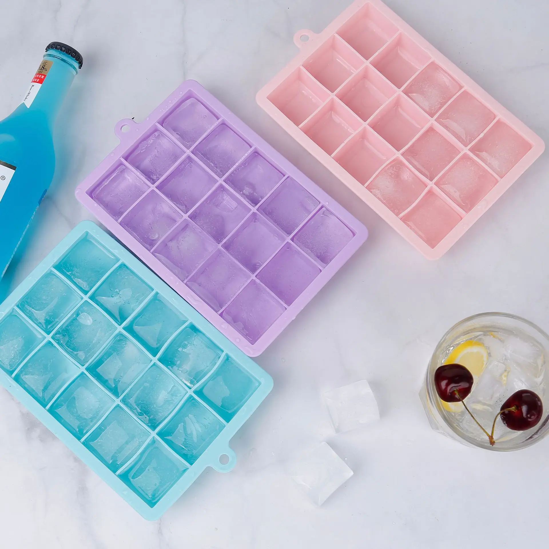 

Creative New 15-Well Silicone Ice Cube Ice Mold Ice Box Kitchen Tool With Cover Useful Kitchen Tools