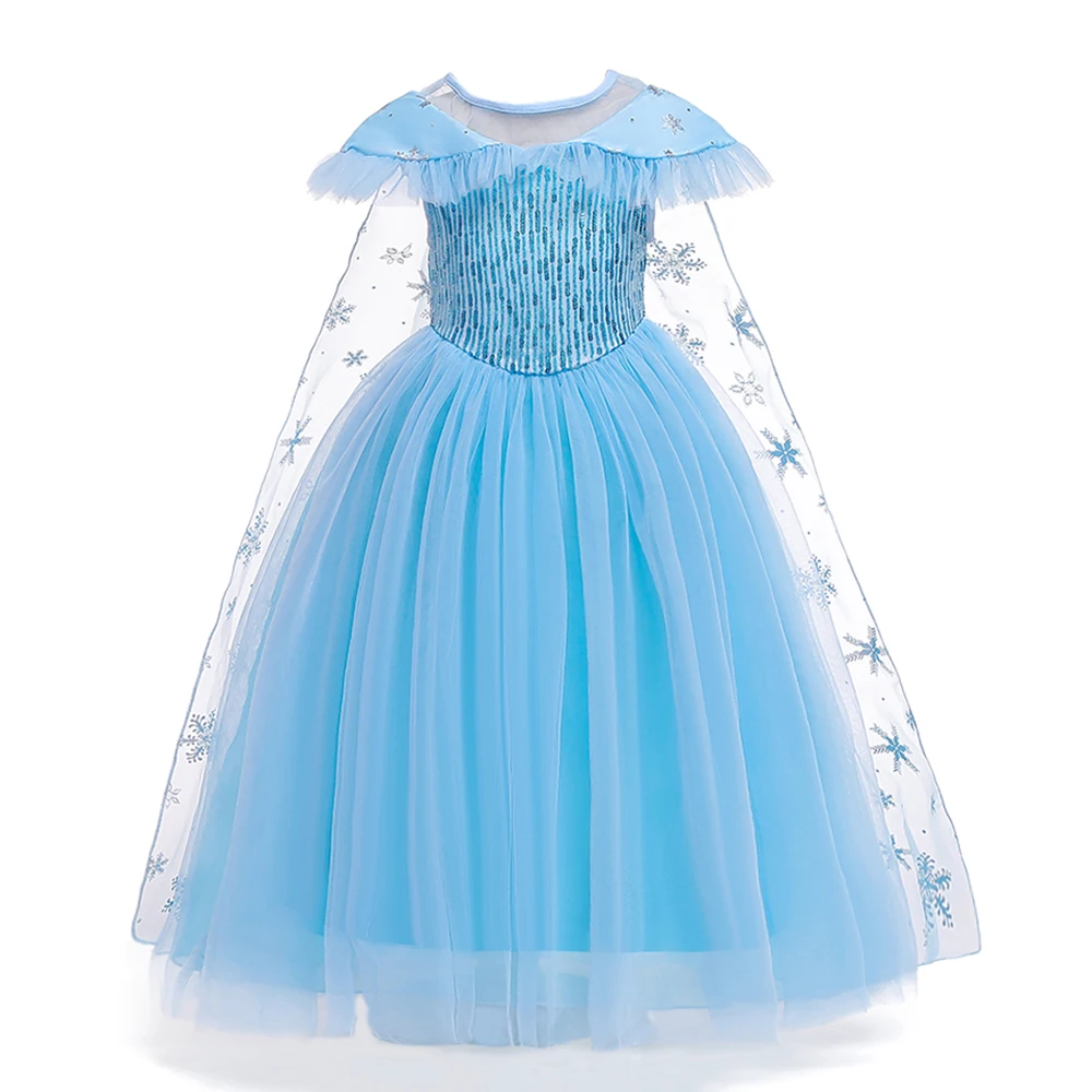 

Hot Sale Elsa Queen Costume Kids Masquerade Party Dress for Frozen Girls BX1635, Blue