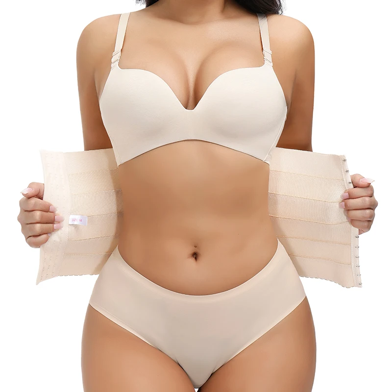 

YIYUN Oem Custom Logo Abdominal High Compression Waist Trimmer Breathable Plus Size Waist Trainer For Fat Women, Black/skin