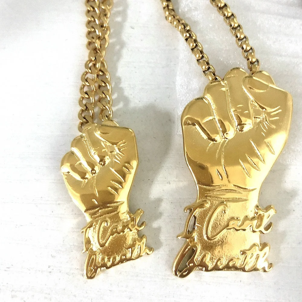 

2020 Stainless steel hip hop jewelry necklace Black Lives Matter"I can't breathe" Fist pendant for unisex