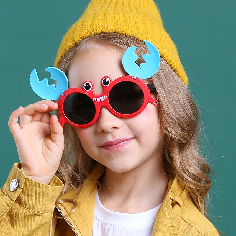 

Kids Cartoon Crab Flip Up Girls TAC Polarized Sunglasses Cartoon TPEE Sunglasses Protect Eyes Sun Shades Glasses for Children